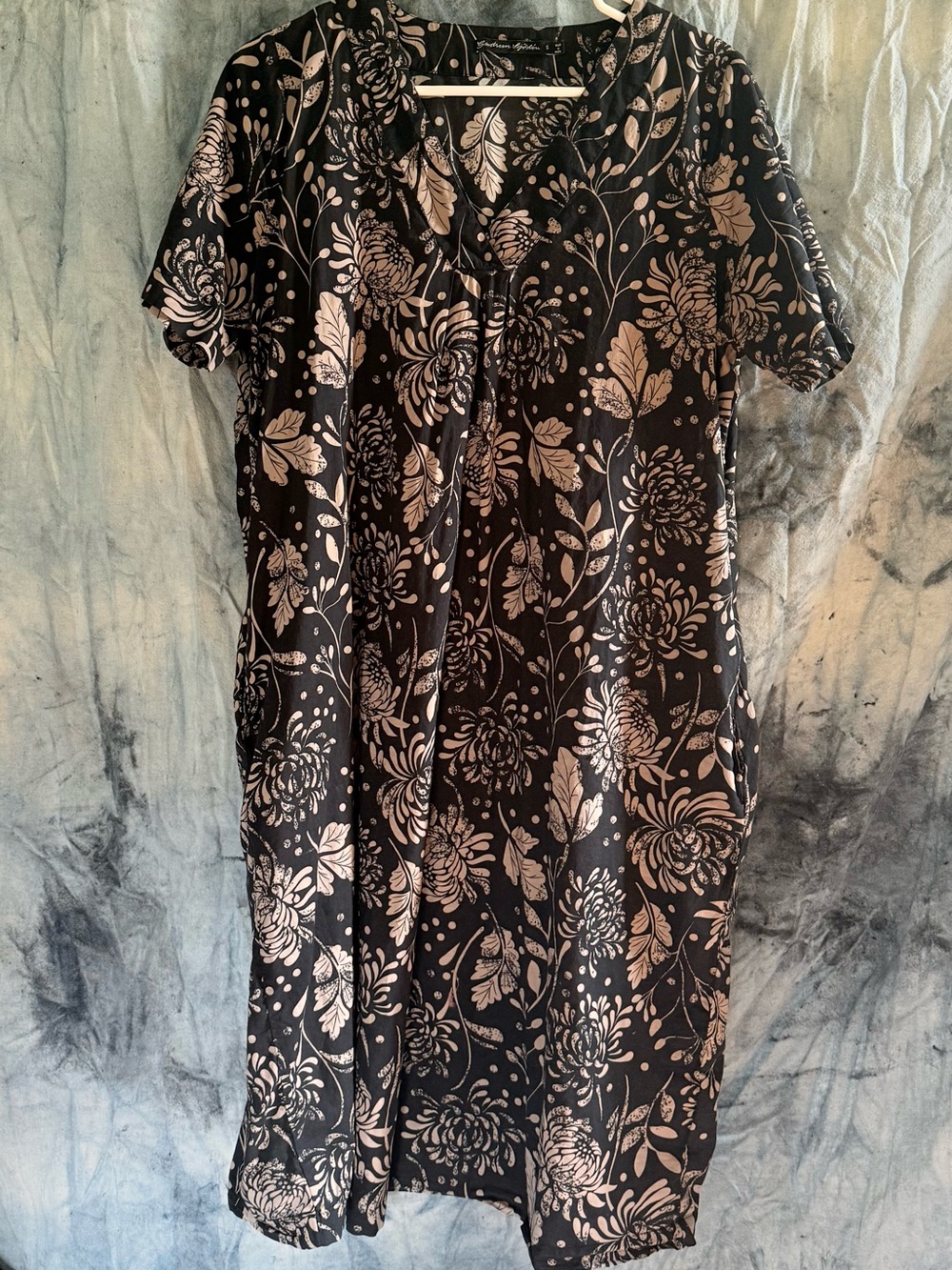 Gudrun Sjöden Black Short Sleeve Maxi dress with floral print